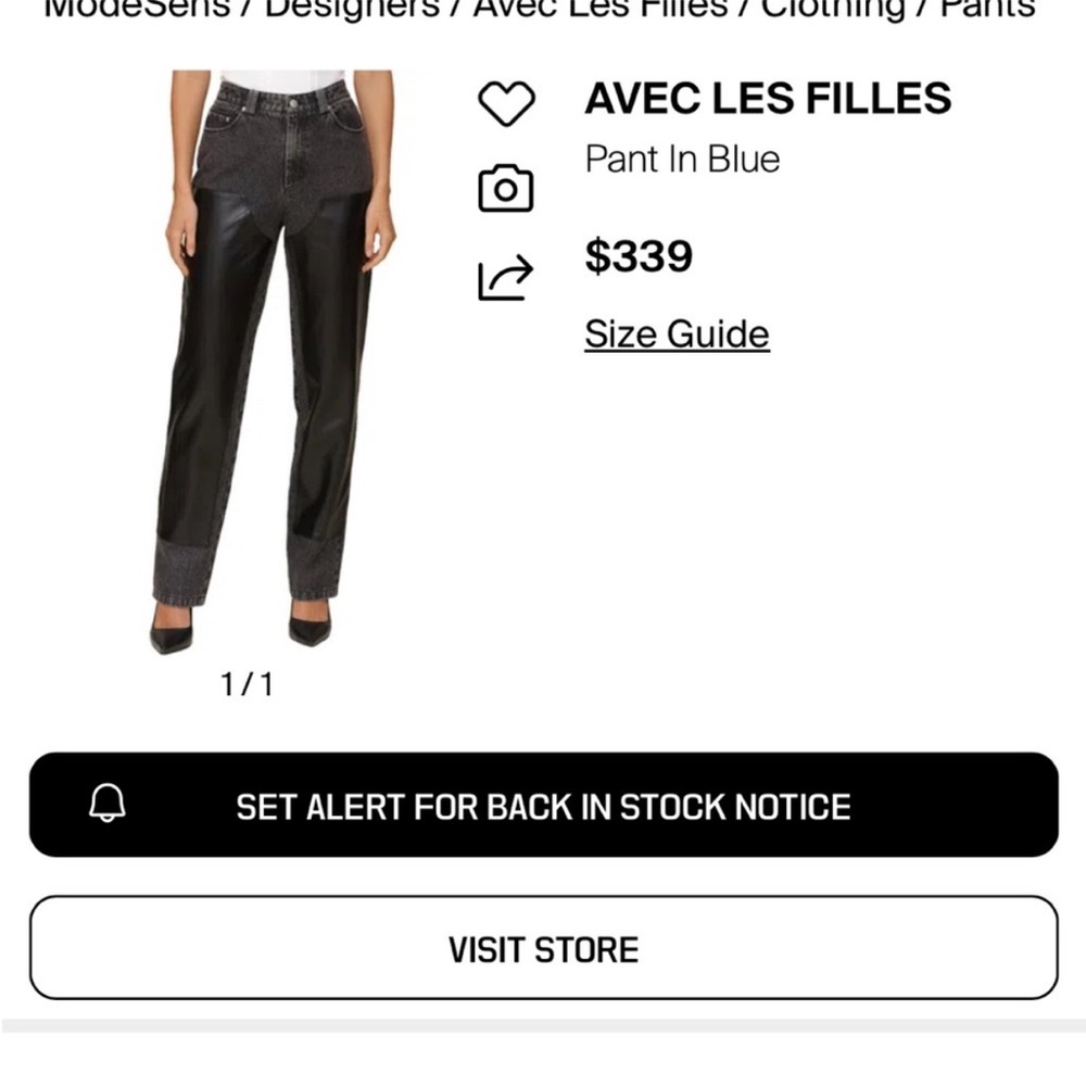 Avec Les Filles Black and Gray Straight Leg Jeans